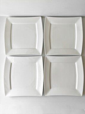 4 Maxwell & Williams White Basics East Meets West Square Dinner Plates